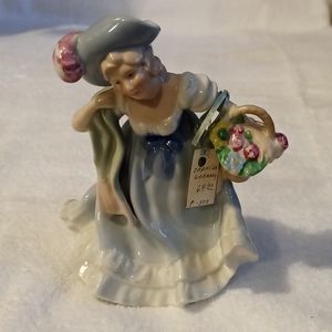 Antique Erphila Porcelain Figurine Lady with Basket Made Germany RARE